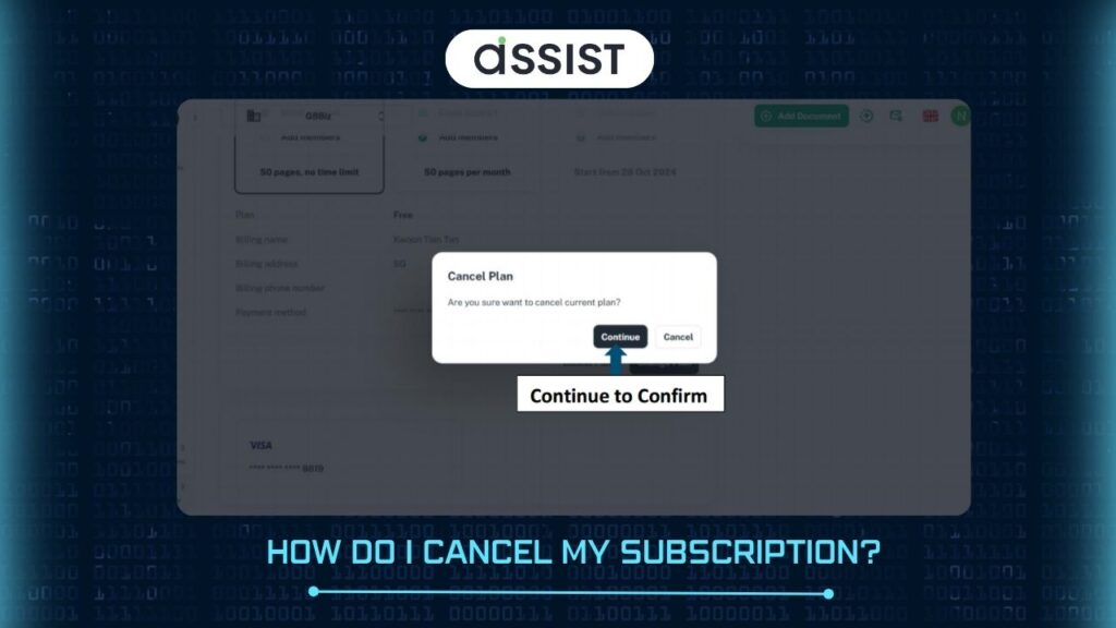 How do I cancel my subscription on Assist Biz?