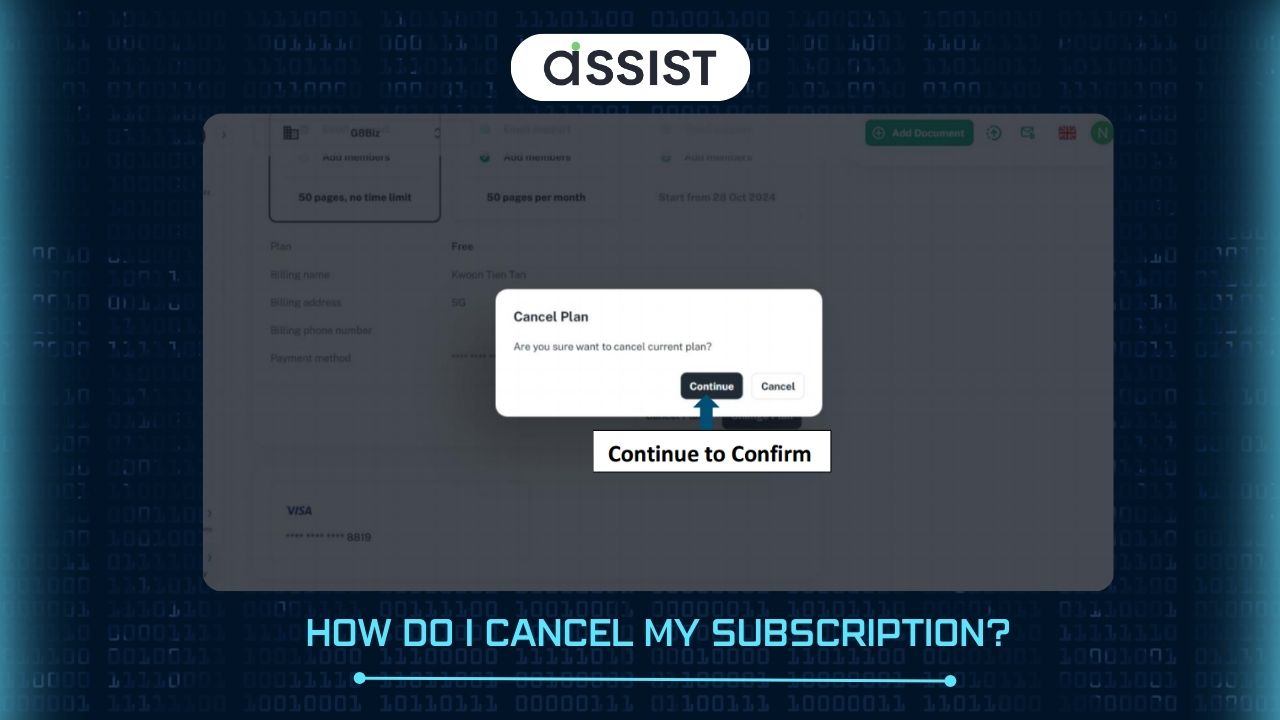 How do I cancel my subscription on Assist Biz?