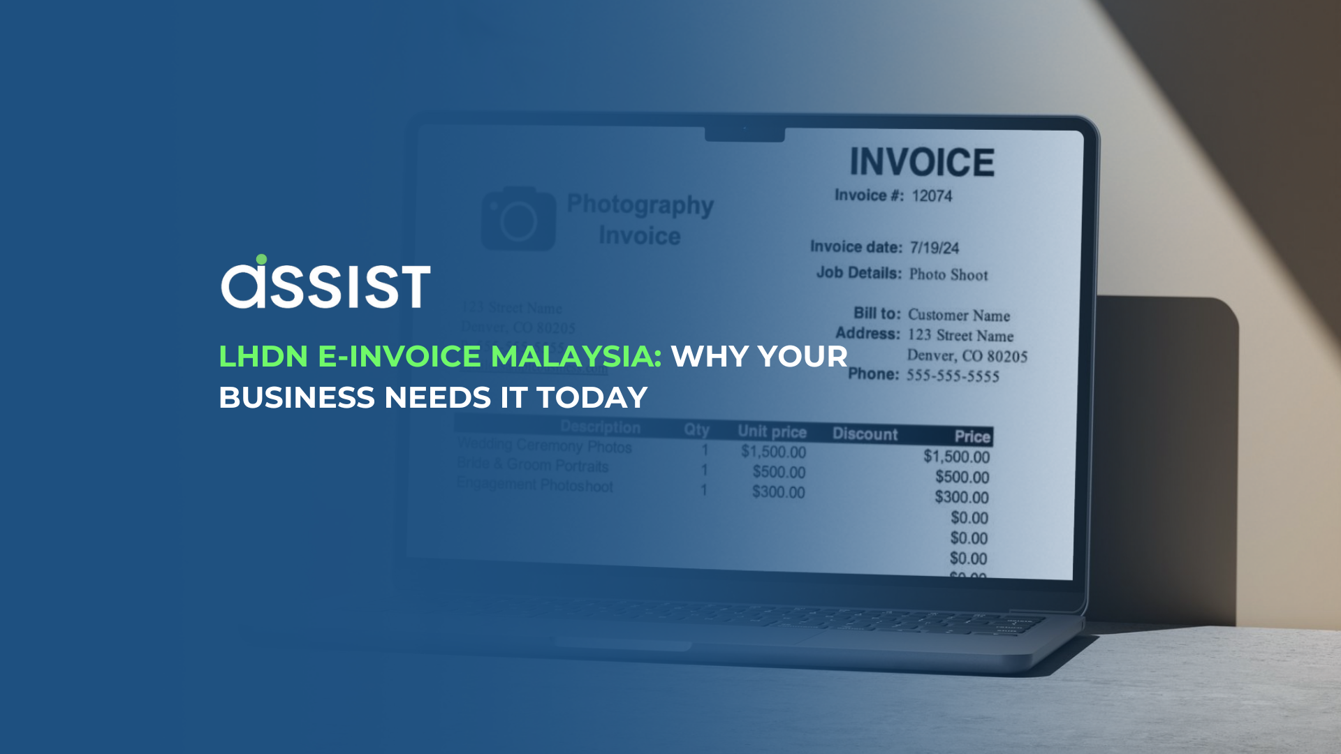 LHDN e-invoice Malaysia - Digital invoicing system on a laptop screen for business compliance and efficiency.