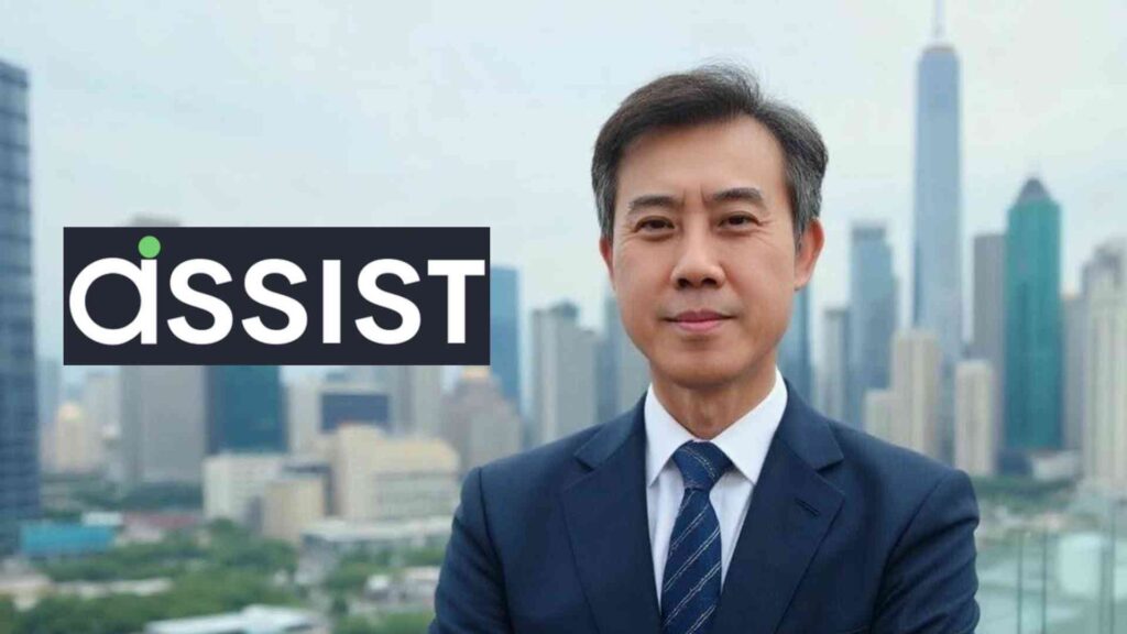 assist's founder with assist.biz logo